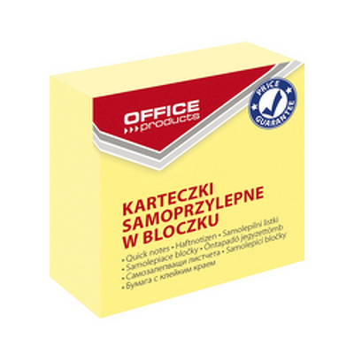 Cub notes autoadeziv 50 x 50 mm, 400buc/set, Office Products - galben pastel