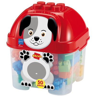 Cuburi colorate de construit in cutie de depozitare catelus