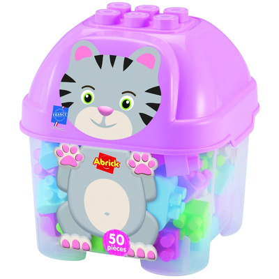 Cuburi colorate de construit in cutie de depozitare pisica