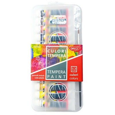 Culori tempera 12 culori 12 ml cutie plastic