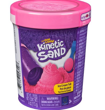 Cutia de inghetata kinetic Sand cu nisip modelabil roz
