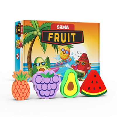 Cutie cu radiere pt creion, nu lasa reziduuri, 36buc/cutie, SILKA Fruit - design fructe