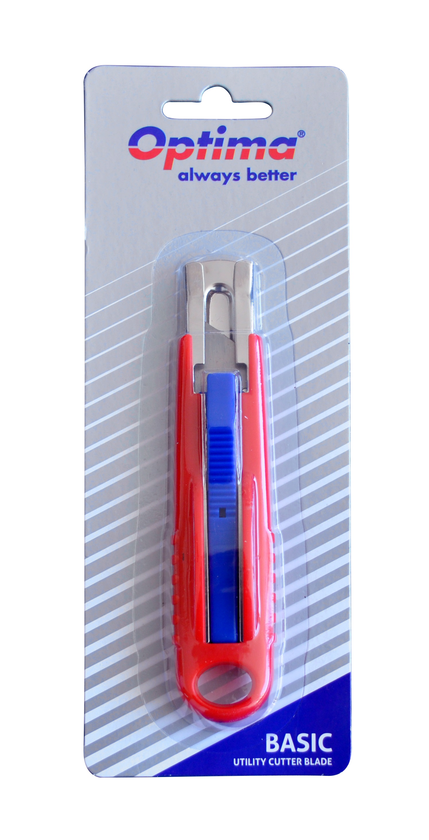 Cutter basic Optima, lama trapezoidala SK5, auto-retractabil, sina metalica, ABS