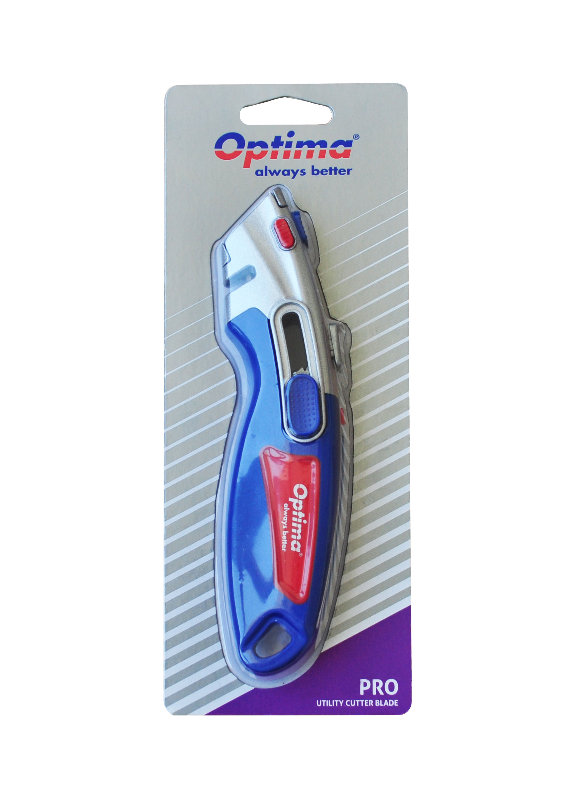 Cutter profesional Optima, lama trapezoidala   4 rezerve SK2 tratate, 2 functiuni, zinc cu rubber gr