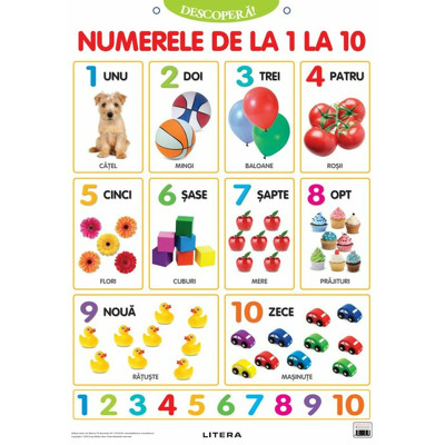 Descopera! Numerele de la 1 la 10 (planse educationale)