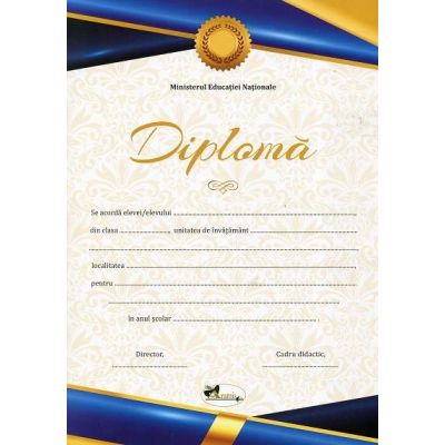 Diploma - Format A4, model imagine academica, albastru