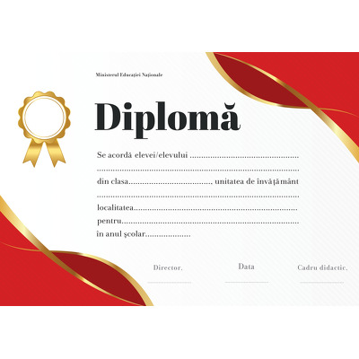 Diploma scolara pentru anul 2024- Format A4 (model imagine academica rosu)