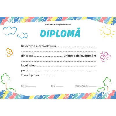 Diploma scolara pentru anul 2024 - Format A4 (model imagine natura)