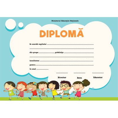 Diploma scolara pentru anul 2025 - Format A4, pentru gradinita (model imagine copii)