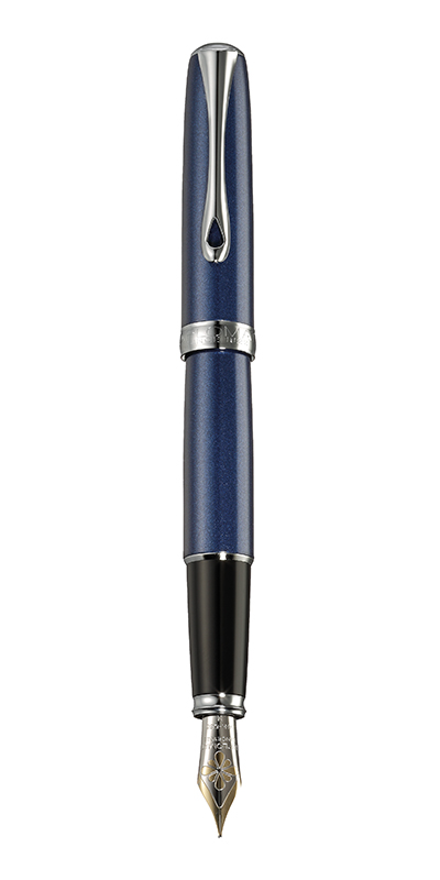 Diplomat Excellence A2 - Midnight Blue Chrome - stilou cu penita M, aurita 14kt.