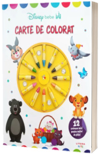 Disney Bebe. Carte de colorat. 12 creioane mici pentru maini de pitici