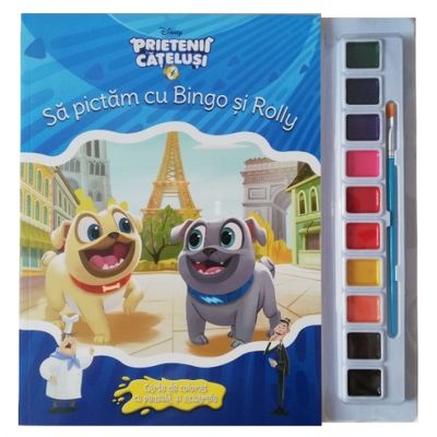 Disney. Prietenii Catelusi. Sa pictam cu Bingo si Rolly. Carte de colorat cu pensula si acuarele
