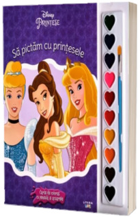 Disney. Printese. Sa pictam cu printesele. Carte de colorat cu pensula si acuarele
