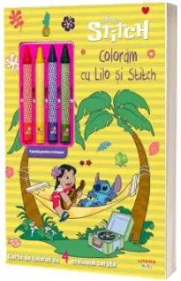 Disney. Stitch. Coloram cu Lilo si Stitch. Carte de colorat cu 4 creioane cerate