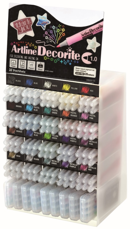 Display Artline Decorite 1mm, 20 cul x 6 buc   9set x 4 buc/display - diverse culori