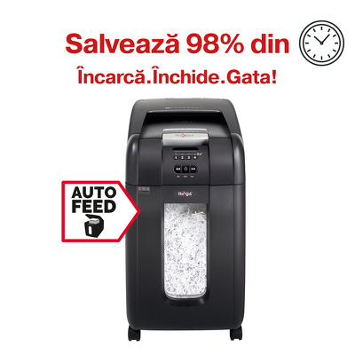 Distrugator Automat documente Rexel Auto  300X, 300 coli, P4, cross-cut (confeti)