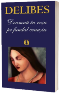 Doamna in rosu pe fundal cenusiu