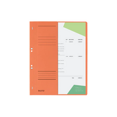 Dosar cu sina Leitz 1/2, carton, A4, cu capse, 170 coli, orange