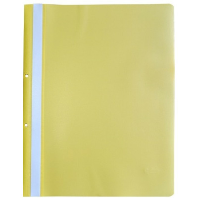 Dosar plastic cu sina, cu gauri, 10 buc/set, Optima - galben