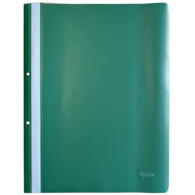 Dosar plastic cu sina, cu gauri, 10 buc/set, Optima - verde