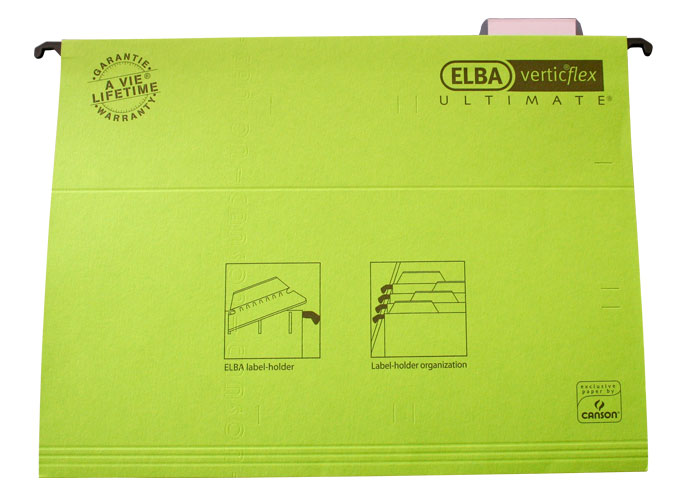 Dosar suspendabil cu eticheta, bagheta metalica, carton 330g/mp, Elba Verticflex Ultimate - verde
