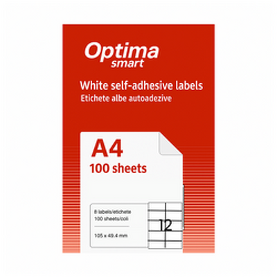 Etichete albe autoadezive 12/A4, 105 x 49.5 mm, 100 coli/top