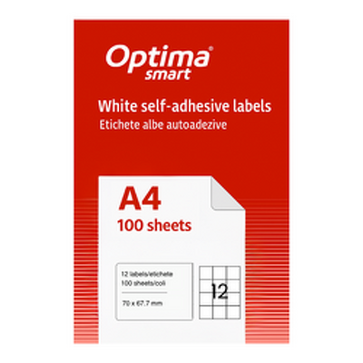 Etichete albe autoadezive 12/A4, 70 x 67.7 mm, 100 coli/top