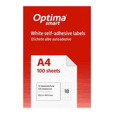 Etichete albe autoadezive 18/A4, 63.5 x 46.6 mm, 100 coli/top colturi rotunjite