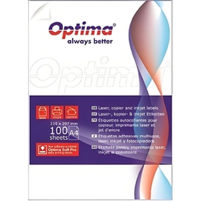 Etichete albe autoadezive 2/A4, 199.6 x 144.5 mm, 100 coli/top, Optima Smart - colturi rotunjite