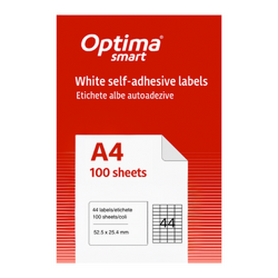 Etichete albe autoadezive 44/A4, 52.5 x 25.4 mm, 100 coli/top