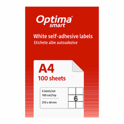 Etichete albe autoadezive 6/A4, 210 x 48 mm, 100 coli/top
