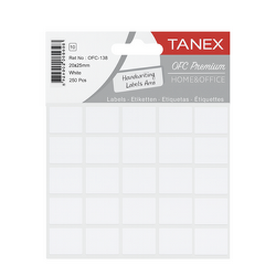 Etichete autoadezive, 20 x 25 mm, 80 buc/set, TANEX, alb