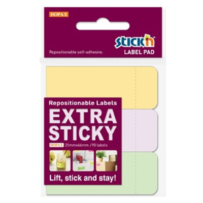 Etichete autoadezive 25 x 65 mm, 3 x 90 etichete/set Stickn Extra sticky label - pastel asortate
