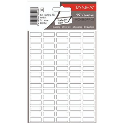 Etichete autoadezive, 7 x 19 mm, 800 buc/set, TANEX, alb