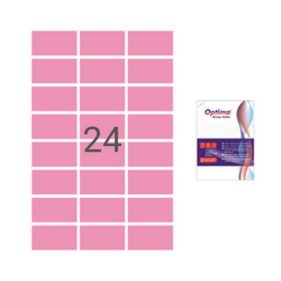 Etichete color autoadezive 24/A4, 70 x 37 mm, 100 coli/top, roz