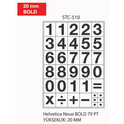 Etichete cu cifre, 0-9, 2 folii/set, TANEX - 20mm bold