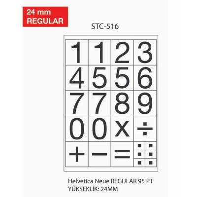 Etichete cu cifre, 0-9, 2 folii/set, TANEX - 24mm regular