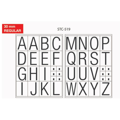 Etichete cu litere, A-Z, 2 folii/set, TANEX -30mm regular