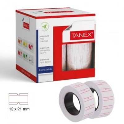 Etichete de pret albe, 21 x 12 mm, adeziv permanent, 800buc/rola, 6 role/set, Tanex
