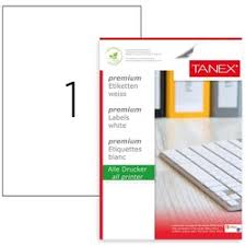 Etichete polyester albe - colturi drepte, autoadezive, 1/A4, 210 x 297mm, 25 coli/top, Tanex