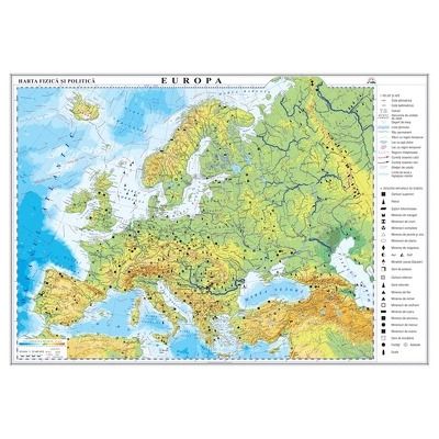 Europa. Harta fizica si politica 1600x1200mm, fara sipci