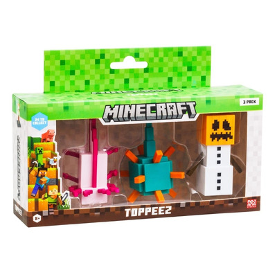 Figureine Minecraft 3D Toppeez, 3 bucati. Axolotl - Guardian - Snow Golem