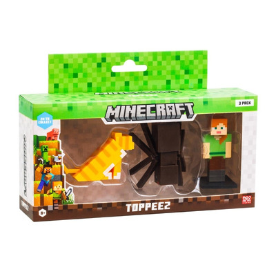 Figureine Minecraft 3D Toppeez, 3 bucati. Cat - Spider - Alex