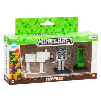 Figureine Minecraft 3D Toppeez, 3 bucati. Wolf - Skeleton - Creeper
