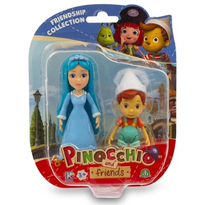 Figurina Pinocchio si Prietenii. Pinocchio si Zana cu par turcoaz