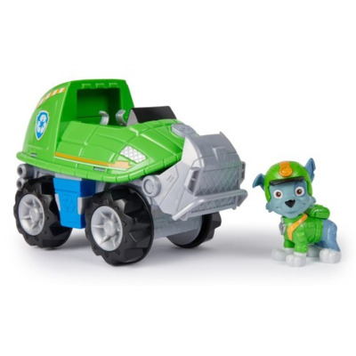 Figurina si Vehicul Paw Patrol Jungle Rocky s Turtle Vehicle