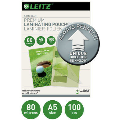 Folie pentru laminare,   A5 -  80 microni 100 folii/cutie LEITZ