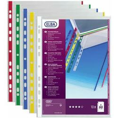 Folie protectie documente, cu margine color, 10folii/set, ELBA - margine galbena