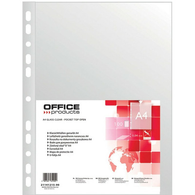 Folie protectie pentru documente A4, 40 microni, 100folii/set, Office Products - transparenta