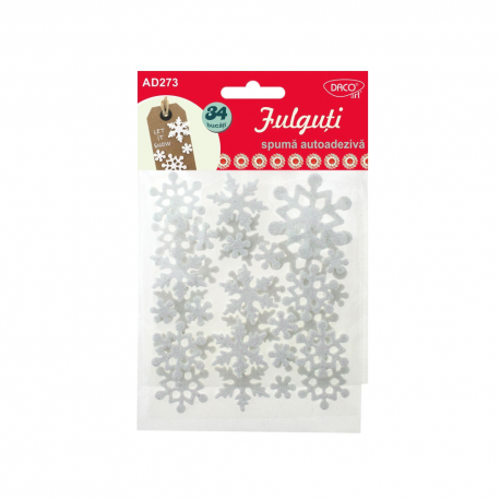 Fulguti, set elemente craft din spuma autoadeziva, model fulgi, 34bucati, Daco